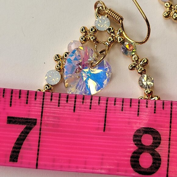 Heart Shape Crystal Earring Crystal and Gold Teardrop earrings - Picture 7 of 10